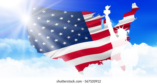 America Statue of Liberty National Flag Background