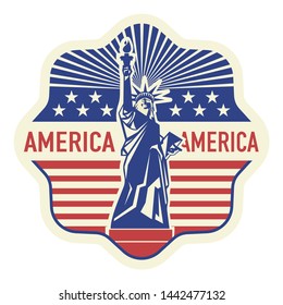 america. sticker label vector design for merchandise and souvenir travel and tour or trip