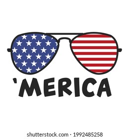 América Gafas de sol Icono de la fiesta de Jylt. Ilustración del vector de diseño de la bandera de los Estados Unidos de América.