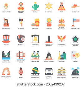 America Symbols elements color Thin Line and Pixel Perfect Icons