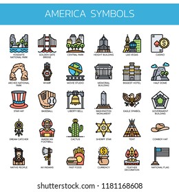 America Symbols , Thin Line and Pixel Perfect Icons