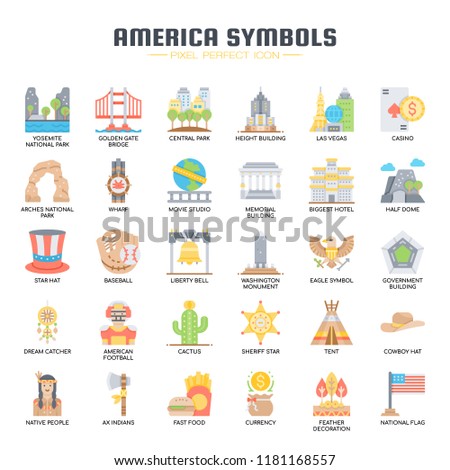 America Symbols , Thin Line and Pixel Perfect Icons