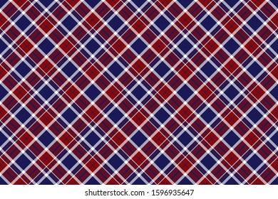 America Tartan. Seamless rectangle pattern for fabric, kilts, skirts, plaids. Diagonal cell