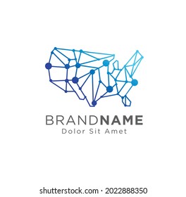 America Tech Connection Logo Design Vector Stock Illustration. Vorlage für digitale Logos der US-Technologie