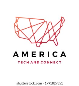america tech connection logo vector icon illustration