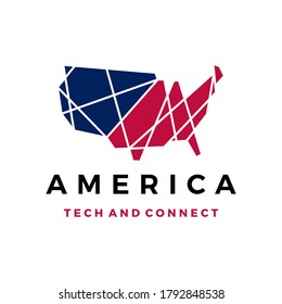 america tech connection logo vector icon illustration