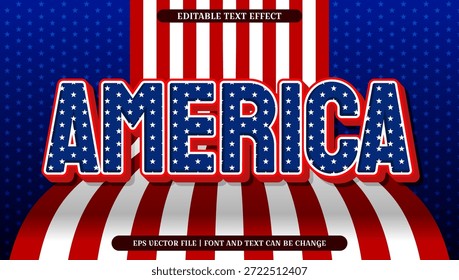 Efecto de texto de Estados Unidos con Elementos de bandera de Estados Unidos - Diseño de texto editable