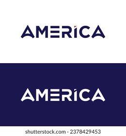 America Text Logo Design. Black and White Logo. Usable for Business Logos. Flat Vector Logo Design Template