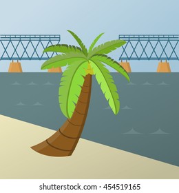  America travel attraction set 2 of 9 . Florida keys background flat design.