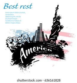 America travel grunge style design for your business easily editable elements, vector illustration