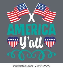 America Y’all T-shirt Design Vector File