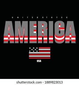 America typography design t-shirt print vector illustration 