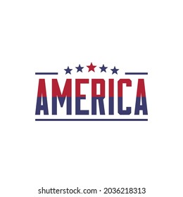america typography with five star symbol. Can be used as a logo.