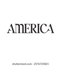 America Typography Text Vector Template Illustration Background with Patriotic Design Featuring USA Flag and National Symbols for Celebrating American Pride, Freedom, and Independence