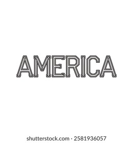 America Typography Text Vector Template Illustration Background with Patriotic Design Featuring USA Flag and National Symbols for Celebrating American Pride, Freedom, and Independence