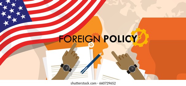 America US Foreign Policy Diplomacy International Relations Between Country In The World Concept Vector