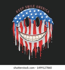 AMERICA USA FLAG SMILE EMOTICON EMOJI ARTWORK