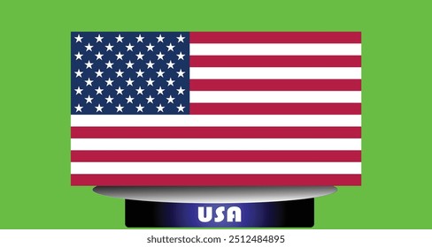 America vector flag  with the green background