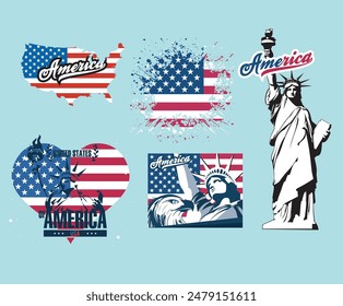 America vector illustration set design