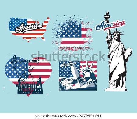 America vector illustration set design