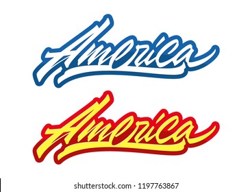 America vector lettering script logo sign element