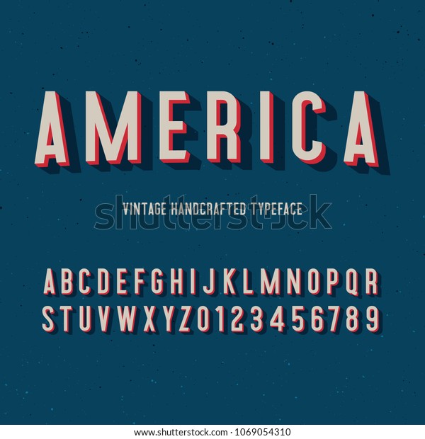アメリカのビンテージ手書きの3dアルファベット レトロなフォント ベクターイラスト のベクター画像素材 ロイヤリティフリー