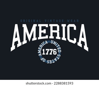 Tipografía vintage de Estados Unidos. Diseño de ilustraciones vectoriales para gráficos de moda, estampados de camisetas.