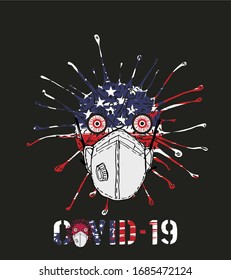 America and virus graphic design vector art