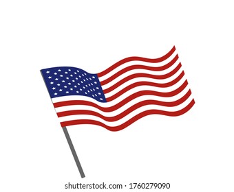 America Waving Flag - Vector - Transparent Background