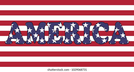 America word on USA flag