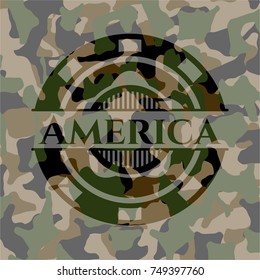 America written on a camouflage texture
