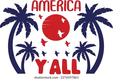 America y all 4th of July typography Designs for Clothing and Accessories