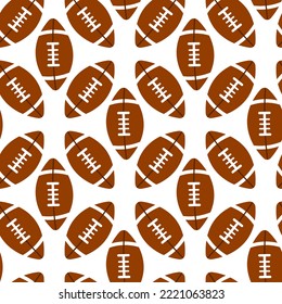 Americal football ball isolated on white background seamless pattern. Vector rugby sportive illustration.