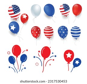 American 3d und flach isolierte Ballons Element für usa Event Fest. Vektordesign.