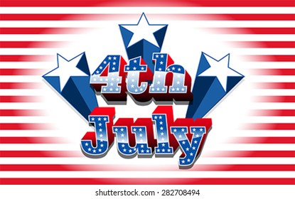 American 4th of July postcard, vector
