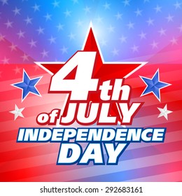 American 4th of July, vector background.  4th of July card with American flag.