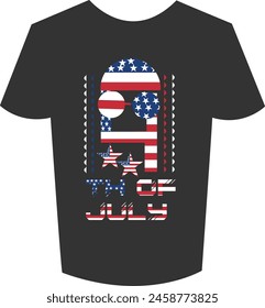 Camiseta negra americana del 4 de julio de Vector con gafas de sol 