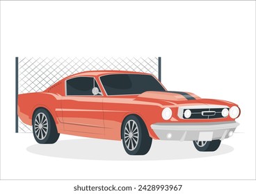American 70s customized muscle car. realistic car vector custom modern racing car vector illustration art sports isolated on white vector car logo t shirt vector sticker poster art drifting.