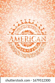American abstract emblem, orange mosaic background