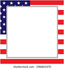 American abstract flag border frame with empty space for your text.