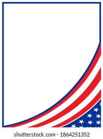 American abstract flag corner banner border with an empty space for text.