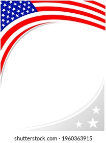 American abstract flag corner banner border with an empty space for text design blank template.	
