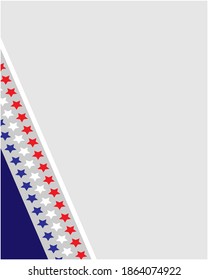 American abstract flag corner border frame with empty space for text.