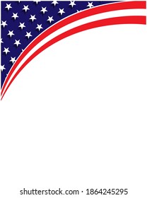 American abstract flag corner border banner background with an empty space for text.	
