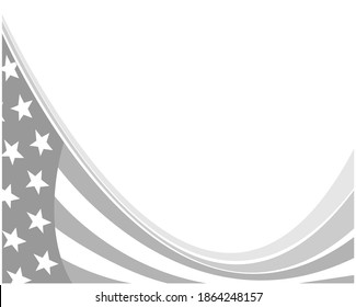 American abstract flag corner border background in grey with an empty space for text.