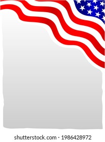  American abstract flag corner wave pattern border with an empty space for text.