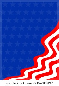 American abstract flag corner wave pattern border background with an empty space for text.	

