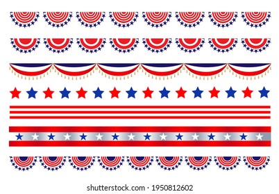 American abstract flag decorative banner border divider