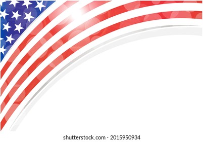 American abstract flag holiday corner banner border with an empty space for text.