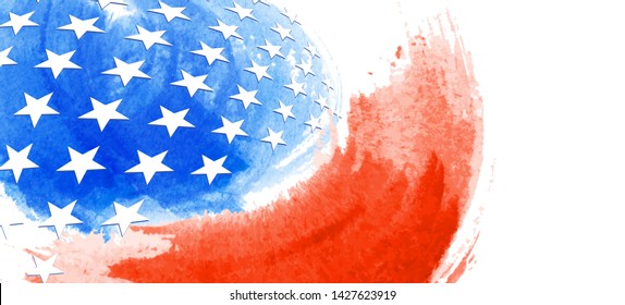 American Abstract Flag Painting, brush strokes as a layered vector file